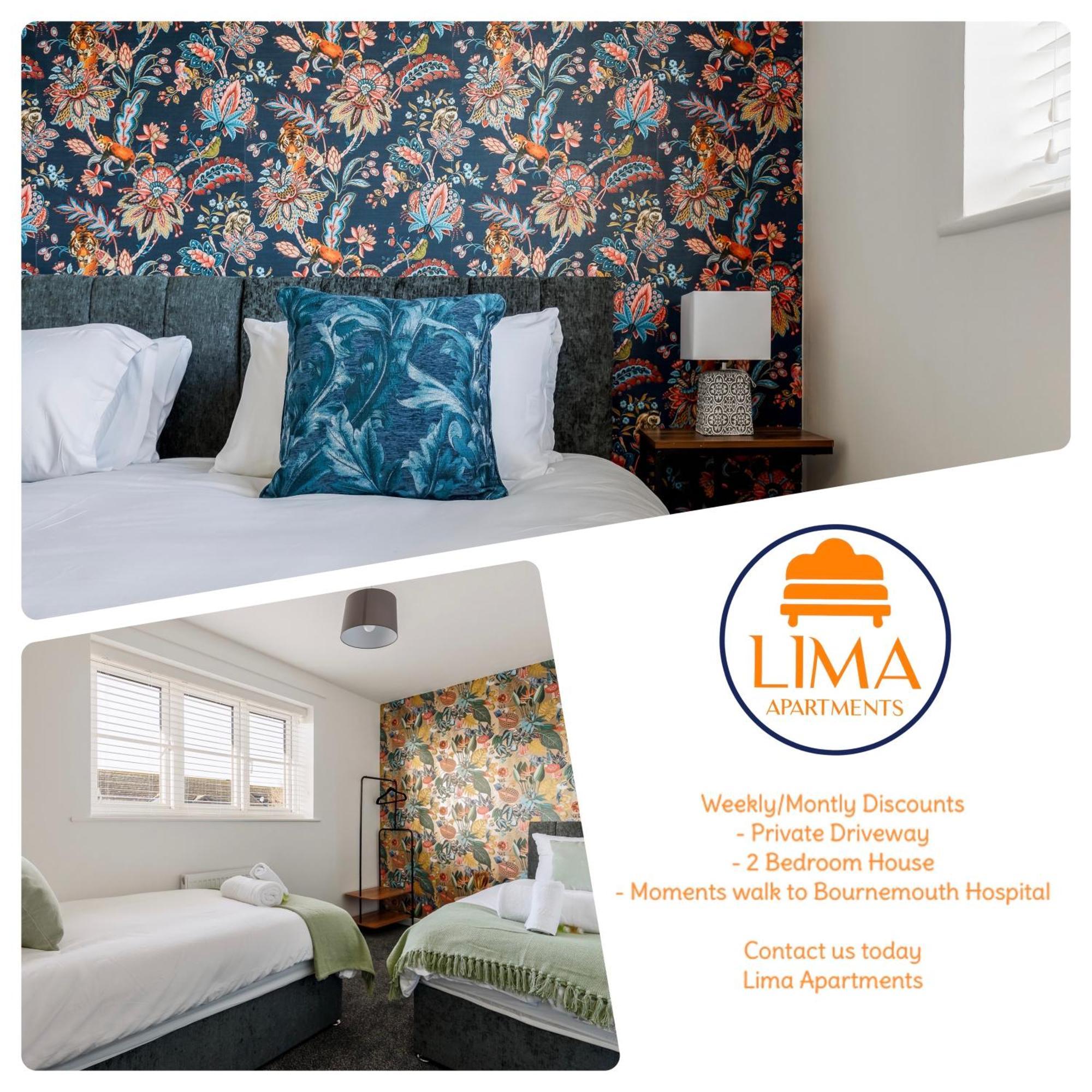 2 Bedroom House-Driveway - Bournemouth Hospital - Long Stay Discounts - Lima Apartments Ltd Ngoại thất bức ảnh